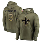Johmsee NO.Saints #3 Travis Etienne Jr. Player Olive Salute to Service Pullover Hoodies Home Game Stitched Jerseys