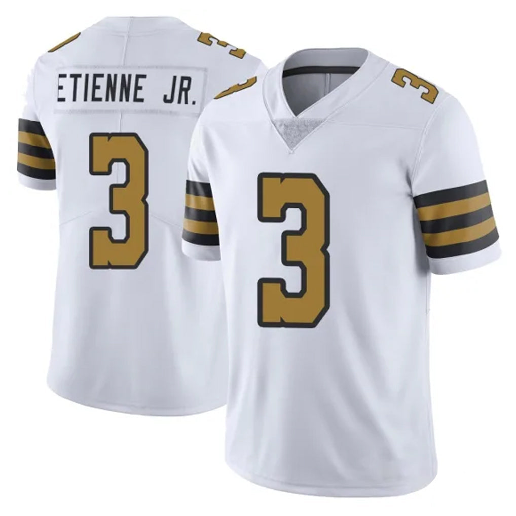 Johmsee NO.Saints #3 Travis Etienne Jr. Player White Limited Color Rush Home Game Stitched Jerseys