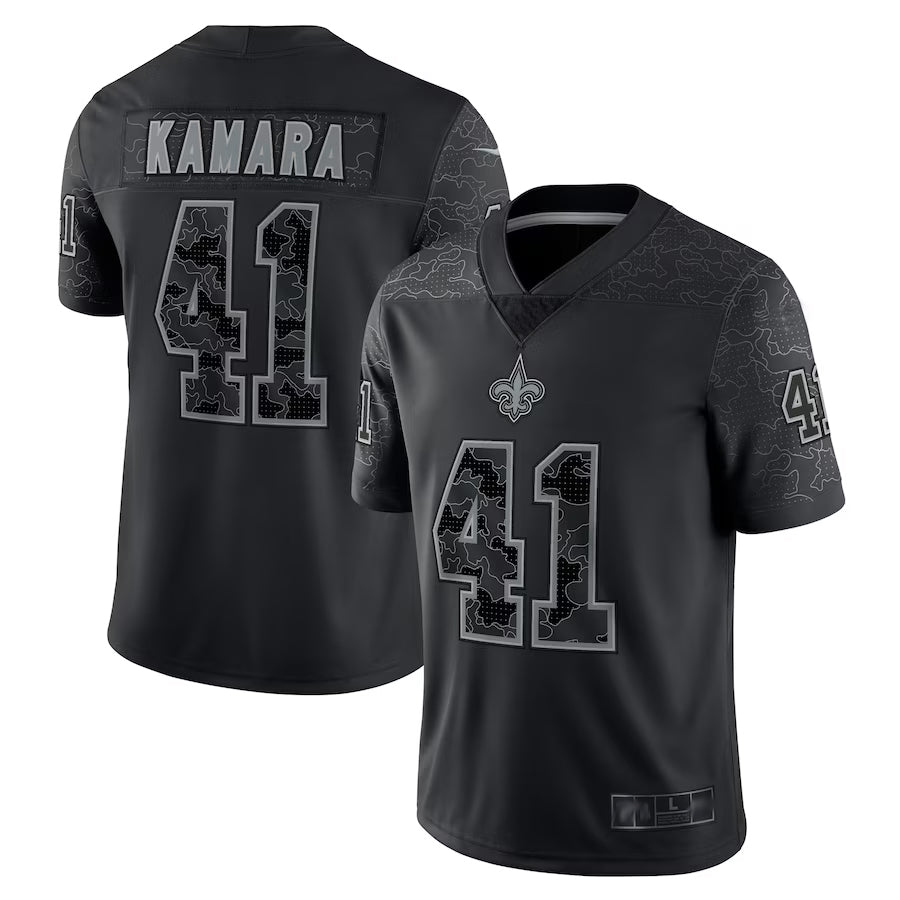 Johmsee NO.Saints #41 Alvin Kamara Player Black RFLCTV Limited Stitched Jerseys