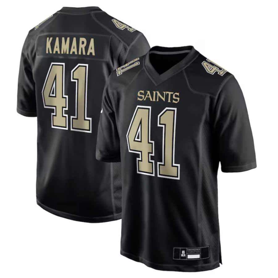 Johmsee NO.Saints #41 Alvin Kamara Player Carbon Black Fashion Game Stitched Jerseys