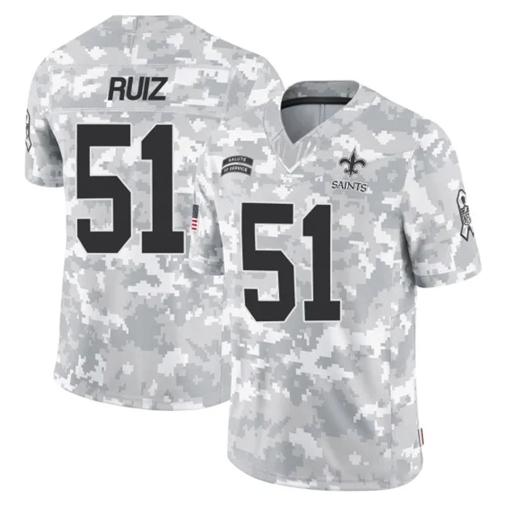 Johmsee NO.Saints #51 Cesar Ruiz Player Arctic Camo Salute To Service Limited Game Stitched Jerseys