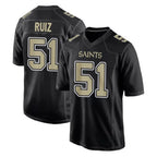Johmsee NO.Saints #51 Cesar Ruiz Player Black Carbon Fashion Home Game Stitched Jerseys