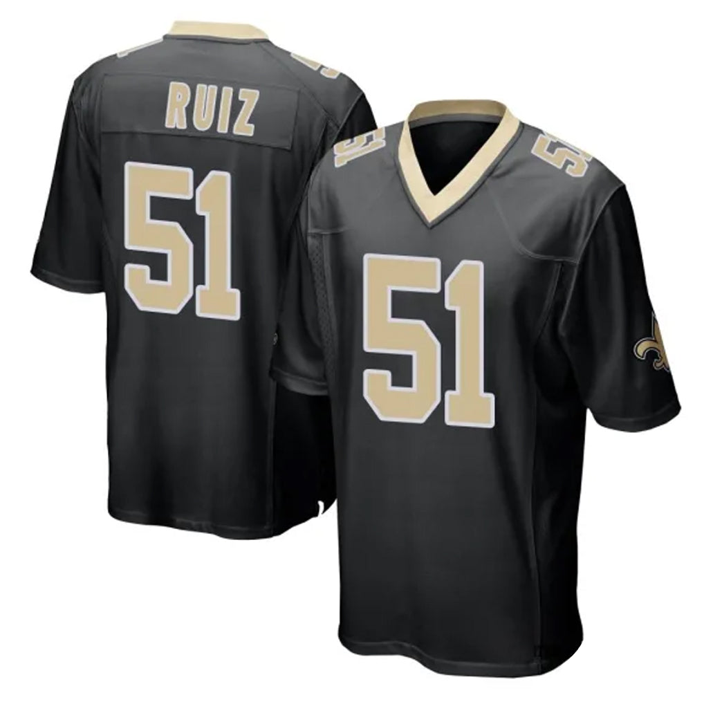 Johmsee NO.Saints #51 Cesar Ruiz Player Black Home Game Stitched Jerseys
