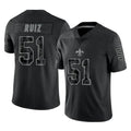 Johmsee NO.Saints #51 Cesar Ruiz Player Black Limited Reflective Home Game Stitched Jerseys