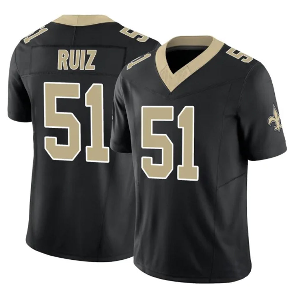 Johmsee NO.Saints #51 Cesar Ruiz Player Black Limited Vapor F.U.S.E. Home Game Stitched Jerseys