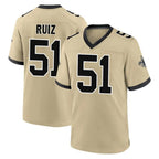 Johmsee NO.Saints #51 Cesar Ruiz Player Gold Home Game Stitched Jerseys