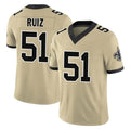 Johmsee NO.Saints #51 Cesar Ruiz Player Gold Limited Vapor F.U.S.E. Home Game Stitched Jerseys