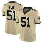 Johmsee NO.Saints #51 Cesar Ruiz Player Gold Limited Vapor F.U.S.E. Home Game Stitched Jerseys