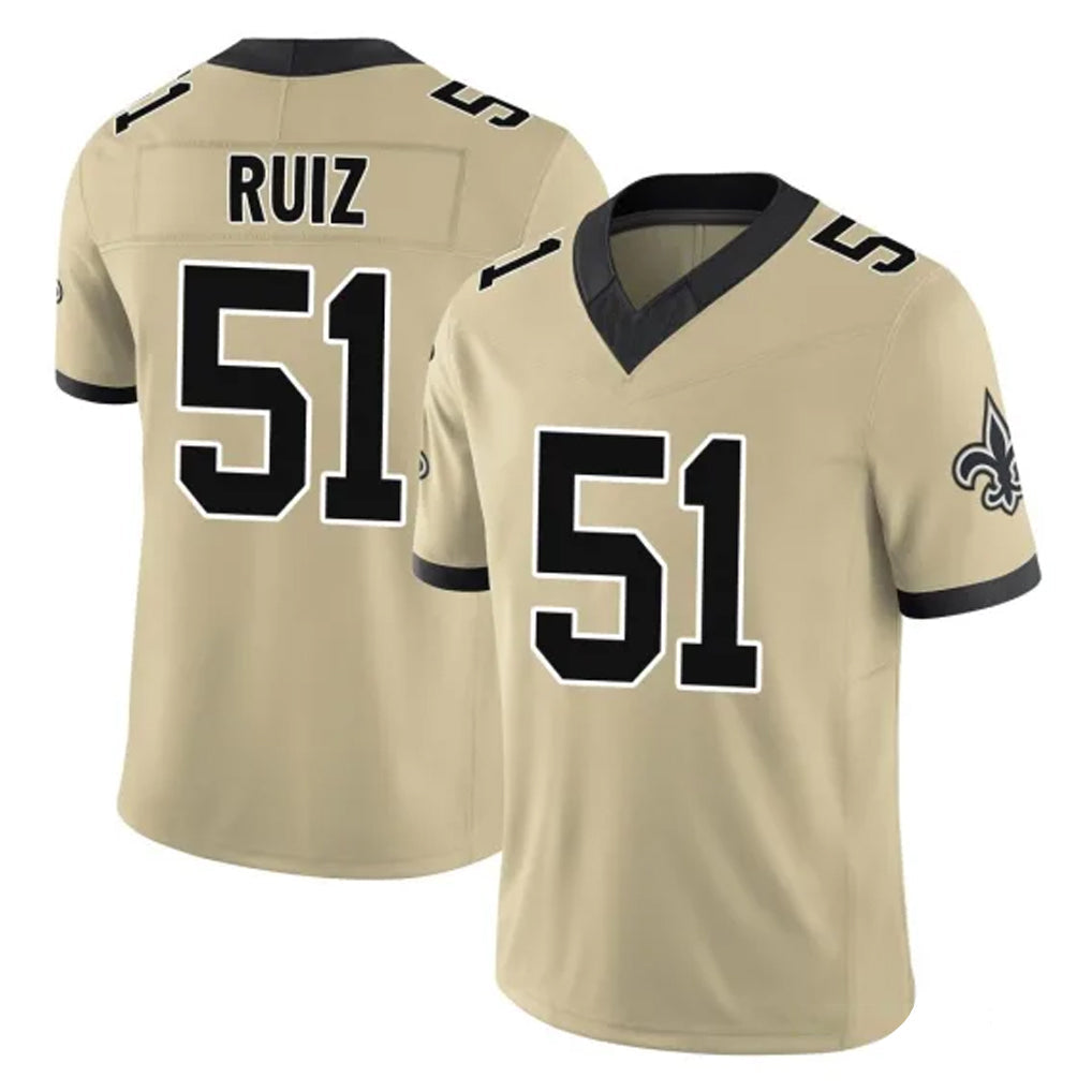 Johmsee NO.Saints #51 Cesar Ruiz Player Gold Limited Vapor F.U.S.E. Home Game Stitched Jerseys