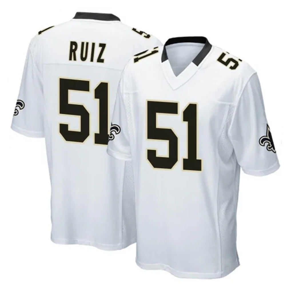 Johmsee NO.Saints #51 Cesar Ruiz Player White Home Game Stitched Jerseys