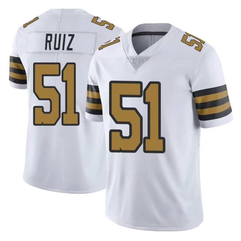 Johmsee NO.Saints #51 Cesar Ruiz Player White Limited Color Rush Home Game Stitched Jerseys