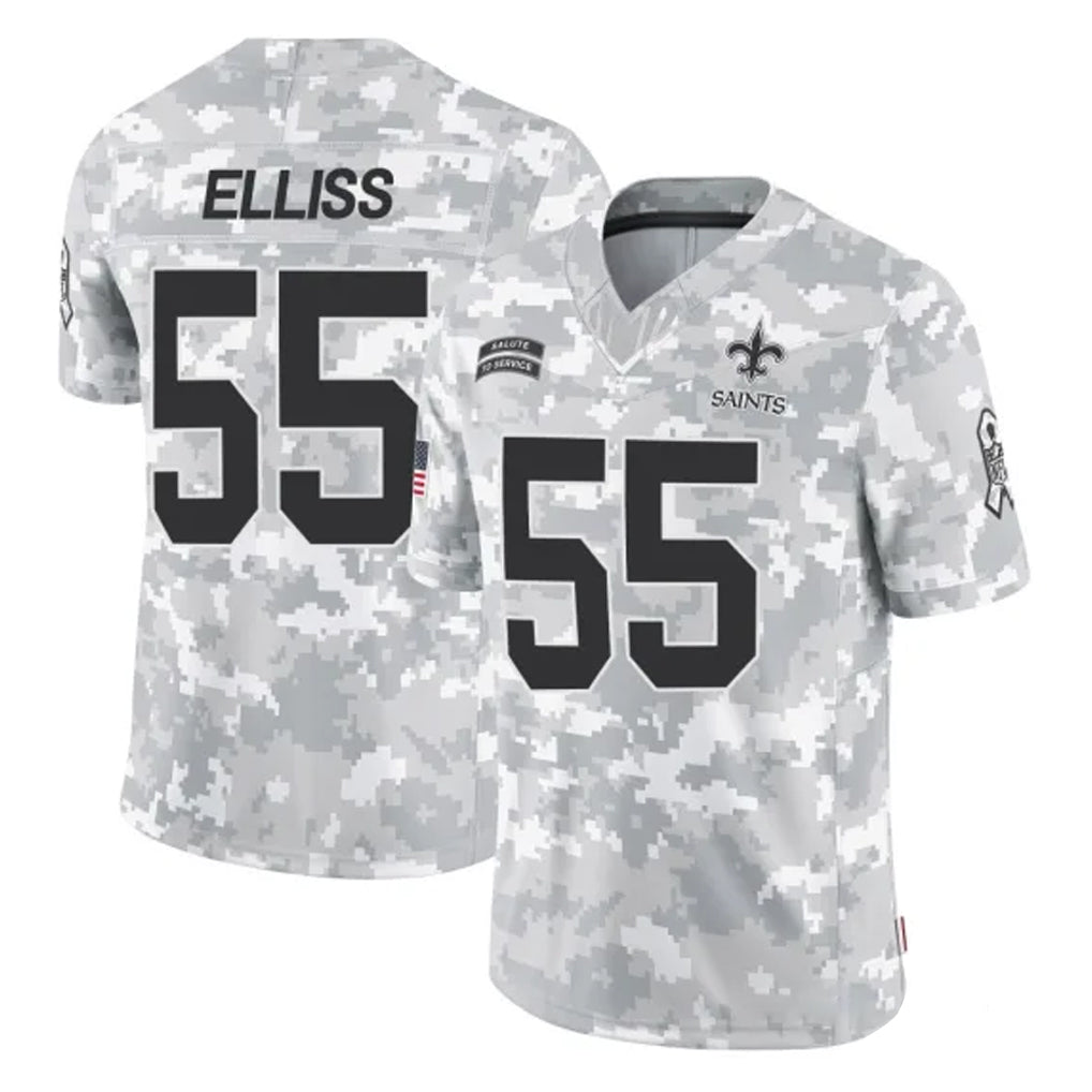 Johmsee NO.Saints #55 Kaden Elliss Player Arctic Camo Salute To Service Limited Game Stitched Jerseys
