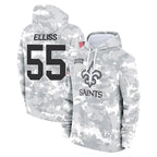 Johmsee NO.Saints #55 Kaden Elliss Player Arctic Camo Salute to Service Pullover Hoodies Limited Game Stitched Jerseys