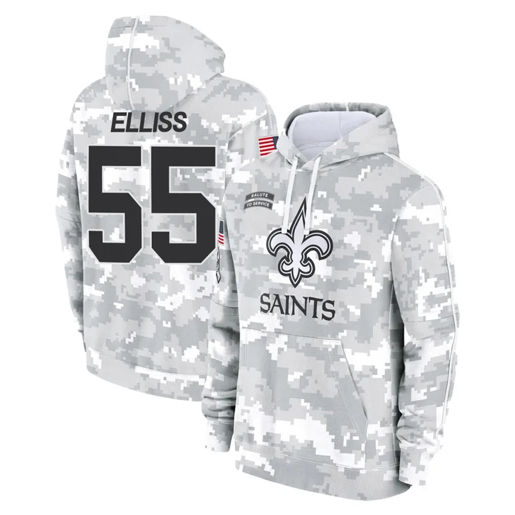 Johmsee NO.Saints #55 Kaden Elliss Player Arctic Camo Salute to Service Pullover Hoodies Limited Game Stitched Jerseys