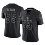 Johmsee NO.Saints #55 Kaden Elliss Player Black Limited Reflective Home Game Stitched Jerseys