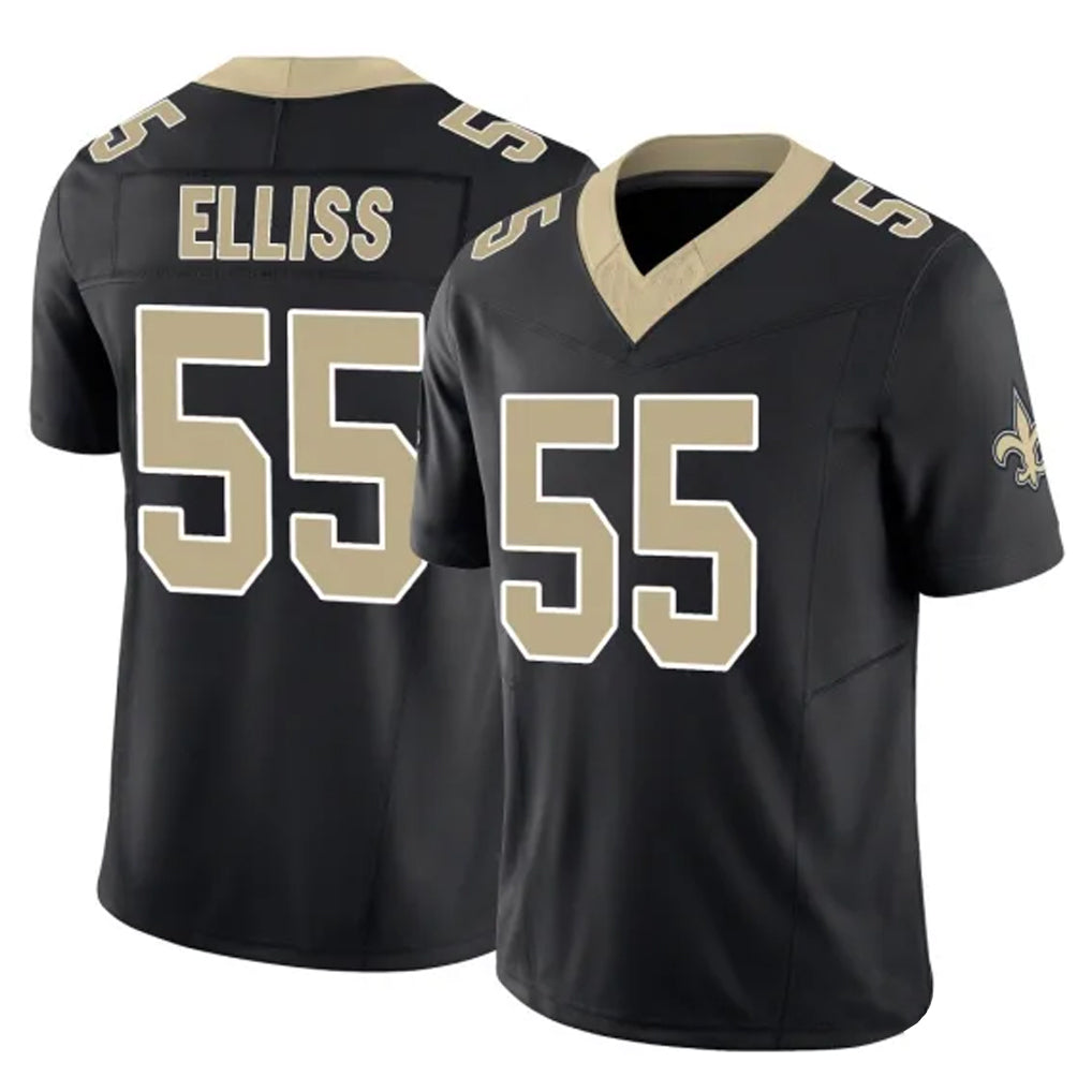Johmsee NO.Saints #55 Kaden Elliss Player Black Limited Vapor F.U.S.E. Home Game Stitched Jerseys