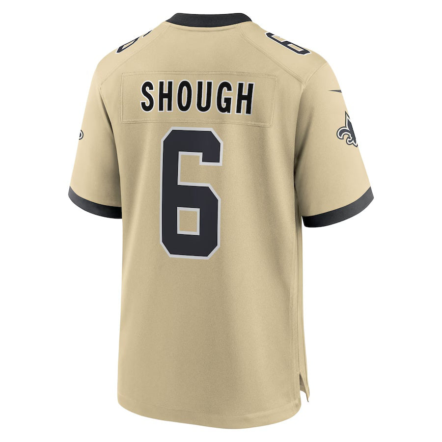 Johmsee NO.Saints #6 Tyler Shough Gold Alternate Game Player Stitched Jerseys