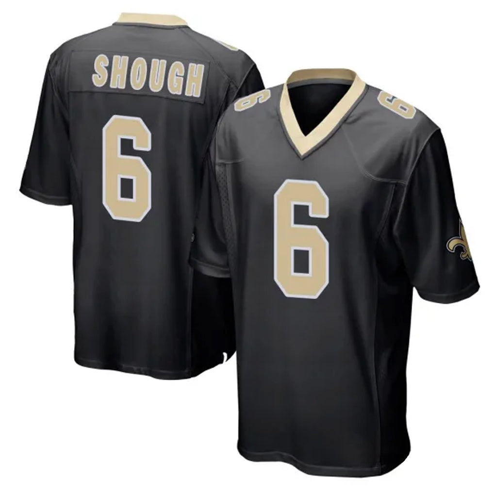 Johmsee NO.Saints #6 Tyler Shough Player Black Home Game Stitched Jerseys
