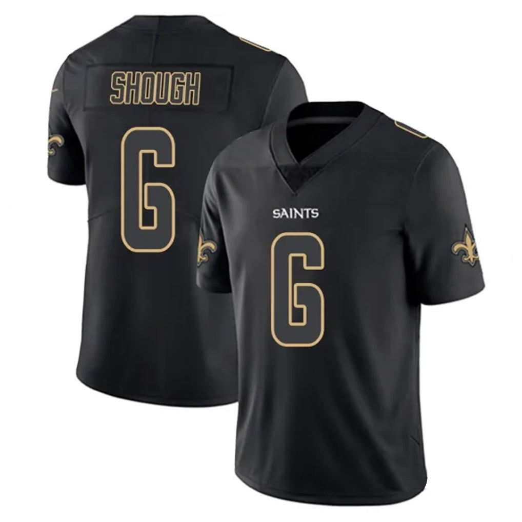 Johmsee NO.Saints #6 Tyler Shough Player Black Impact Limited Home Game Stitched Jerseys