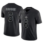 Johmsee NO.Saints #6 Tyler Shough Player Black Limited Reflective Home Game Stitched Jerseys