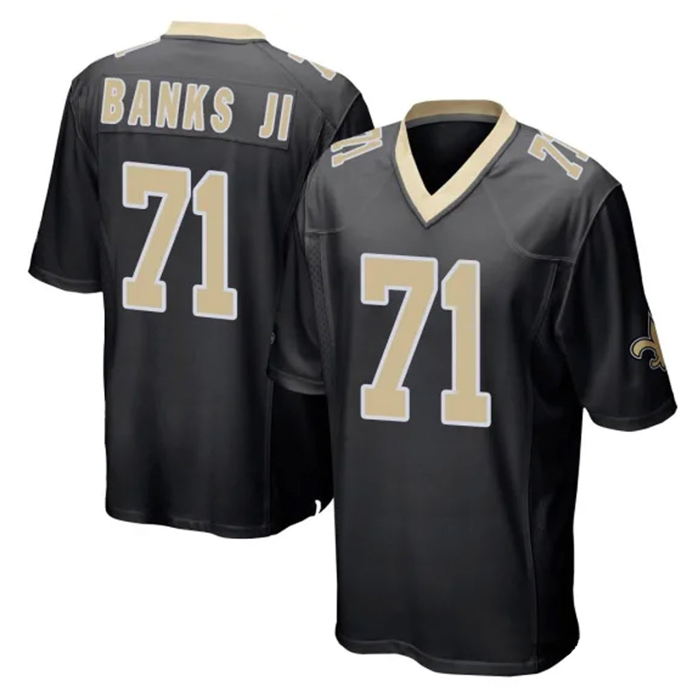 Johmsee NO.Saints #71 Kelvin Banks Jr. Player Black Home Game Stitched Jerseys
