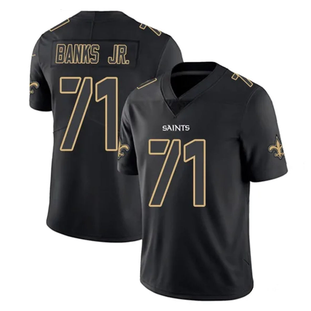 Johmsee NO.Saints #71 Kelvin Banks Jr. Player Black Impact Limited Home Game Stitched Jerseys