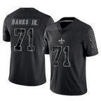 Johmsee NO.Saints #71 Kelvin Banks Jr. Player Black Limited Reflective Home Game Stitched Jerseys