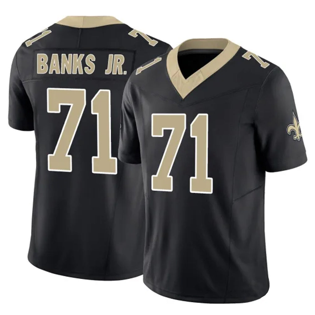 Johmsee NO.Saints #71 Kelvin Banks Jr. Player Black Limited Vapor F.U.S.E. Home Game Stitched Jerseys