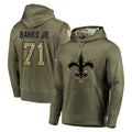 Johmsee NO.Saints #71 Kelvin Banks Jr. Player Olive Salute to Service Pullover Hoodies Home Game Stitched Jerseys