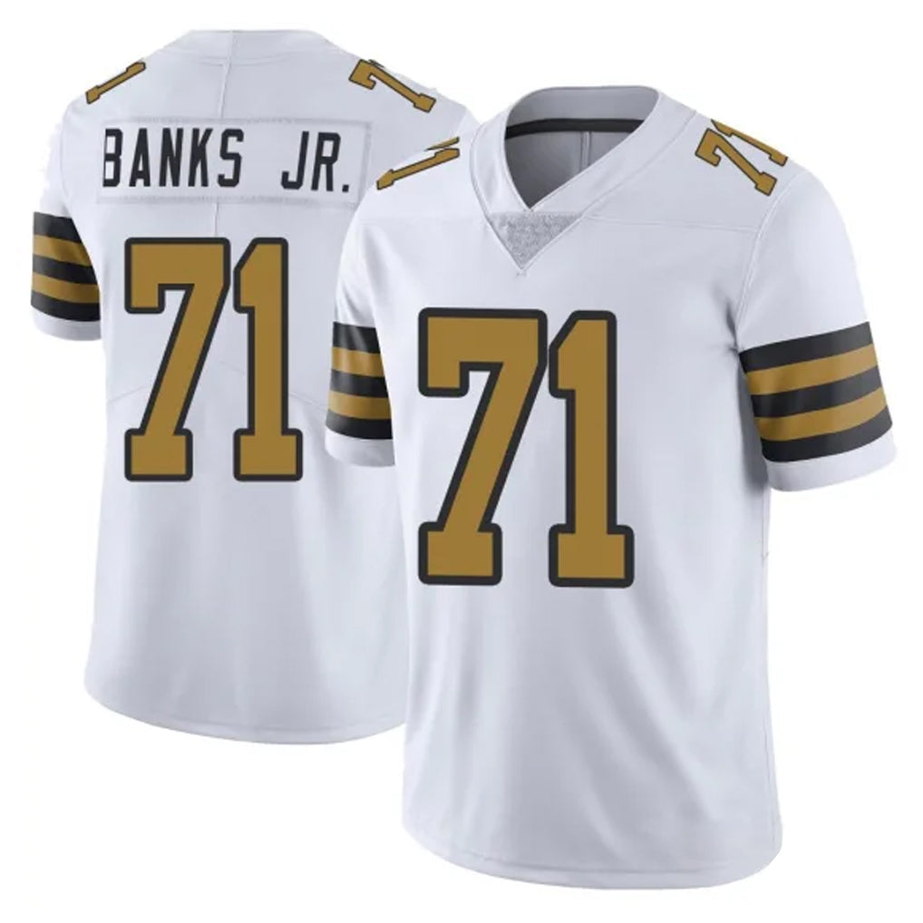 Johmsee NO.Saints #71 Kelvin Banks Jr. Player White Limited Color Rush Home Game Stitched Jerseys