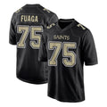 Johmsee NO.Saints #75 Taliese Fuaga Player Black Carbon Fashion Home Game Stitched Jerseys