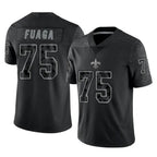 Johmsee NO.Saints #75 Taliese Fuaga Player Black Limited Reflective Home Game Stitched Jerseys