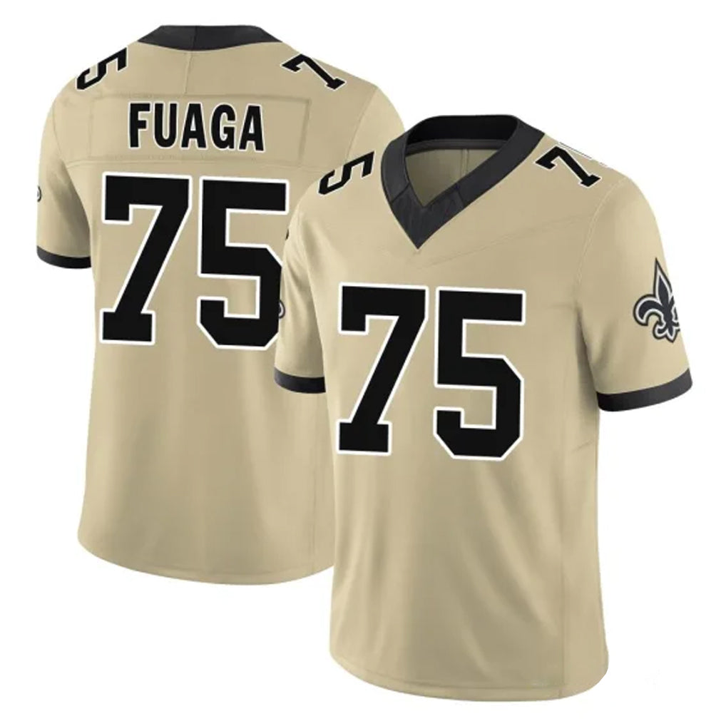 Johmsee NO.Saints #75 Taliese Fuaga Player Gold Limited Vapor F.U.S.E. Home Game Stitched Jerseys