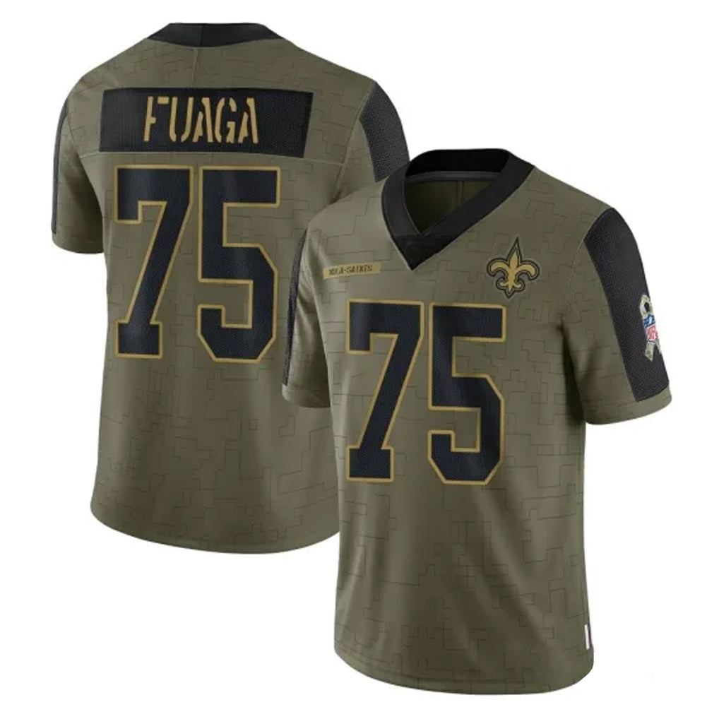 Johmsee NO.Saints #75 Taliese Fuaga Player Olive Salute To Service Limited Game Stitched Jerseys