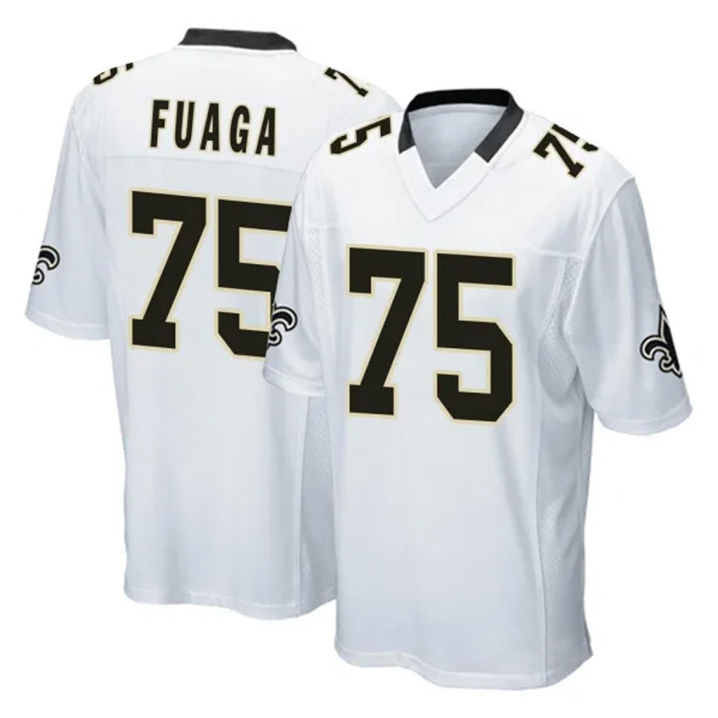 Johmsee NO.Saints #75 Taliese Fuaga Player White Home Game Stitched Jerseys