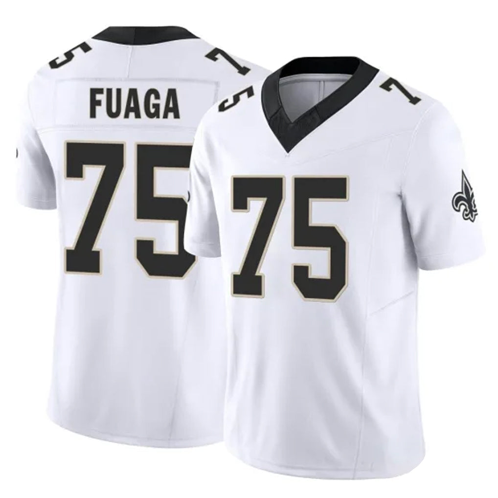 Johmsee NO.Saints #75 Taliese Fuaga Player White Limited Vapor F.U.S.E. Home Game Stitched Jerseys
