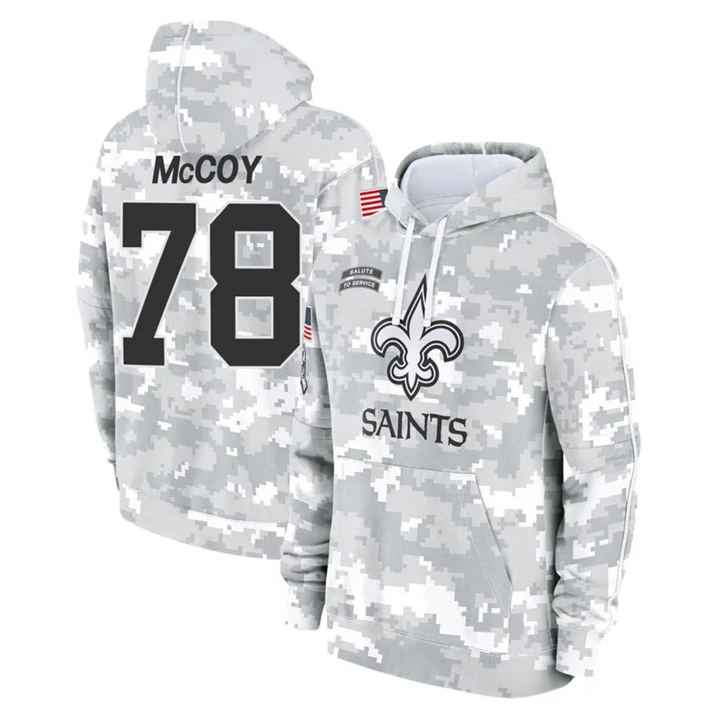 Johmsee NO.Saints #78 Erik McCoy Player Arctic Camo Salute to Service Pullover Hoodies Limited Game Stitched Jerseys