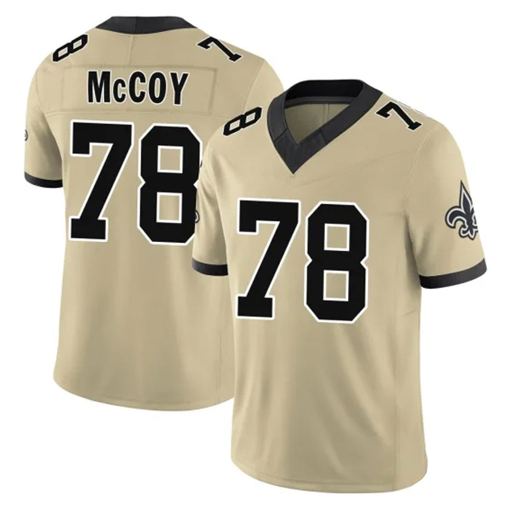 Johmsee NO.Saints #78 Erik McCoy Player Gold Limited Vapor F.U.S.E. Home Game Stitched Jerseys
