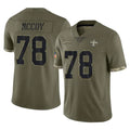 Johmsee NO.Saints #78 Erik McCoy Player Olive Salute To Service Limited Stitched Jerseys