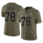 Johmsee NO.Saints #78 Erik McCoy Player Olive Salute To Service Limited Stitched Jerseys