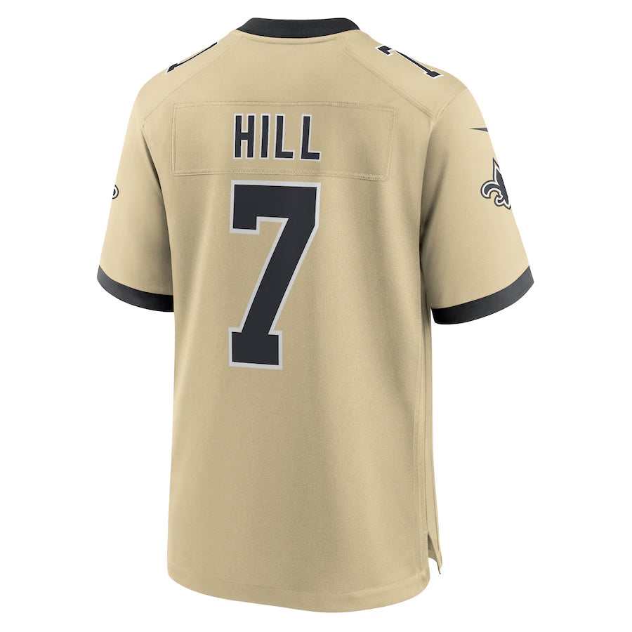 Johmsee NO.Saints #7 Taysom Hill Player Gold Alternate Game Stitched Jerseys