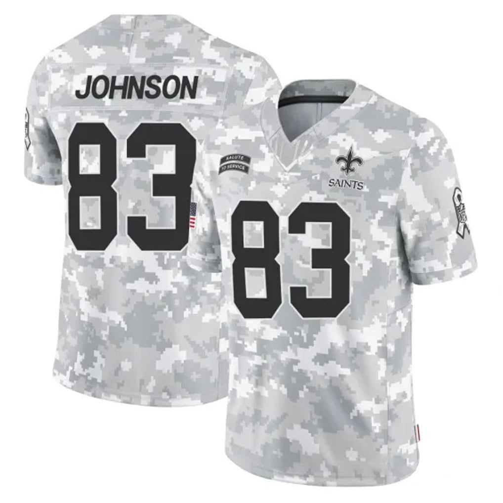 Johmsee NO.Saints #83 Juwan Johnson Player Arctic Camo Salute To Service Limited Game Stitched Jerseys