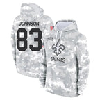 Johmsee NO.Saints #83 Juwan Johnson Player Arctic Camo Salute to Service Pullover Hoodies Limited Game Stitched Jerseys