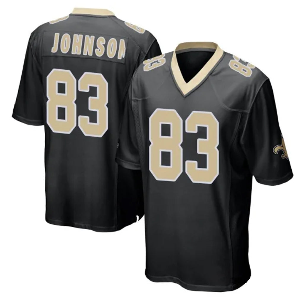 Johmsee NO.Saints #83 Juwan Johnson Player Black Home Game Stitched Jerseys