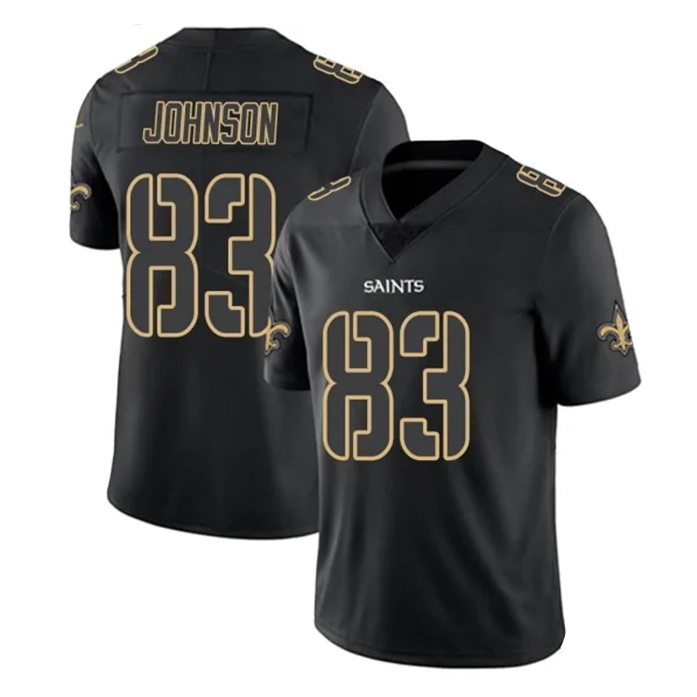 Johmsee NO.Saints #83 Juwan Johnson Player Black Impact Limited Home Game Stitched Jerseys