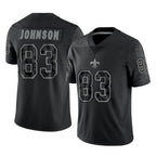 Johmsee NO.Saints #83 Juwan Johnson Player Black Limited Reflective Home Game Stitched Jerseys
