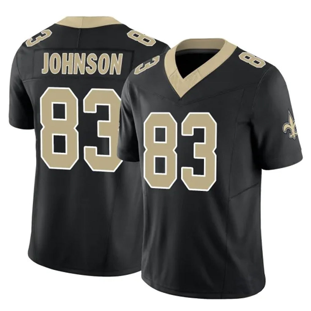 Johmsee NO.Saints #83 Juwan Johnson Player Black Limited Vapor F.U.S.E. Home Game Stitched Jerseys
