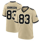 Johmsee NO.Saints #83 Juwan Johnson Player Gold Home Game Stitched Jerseys