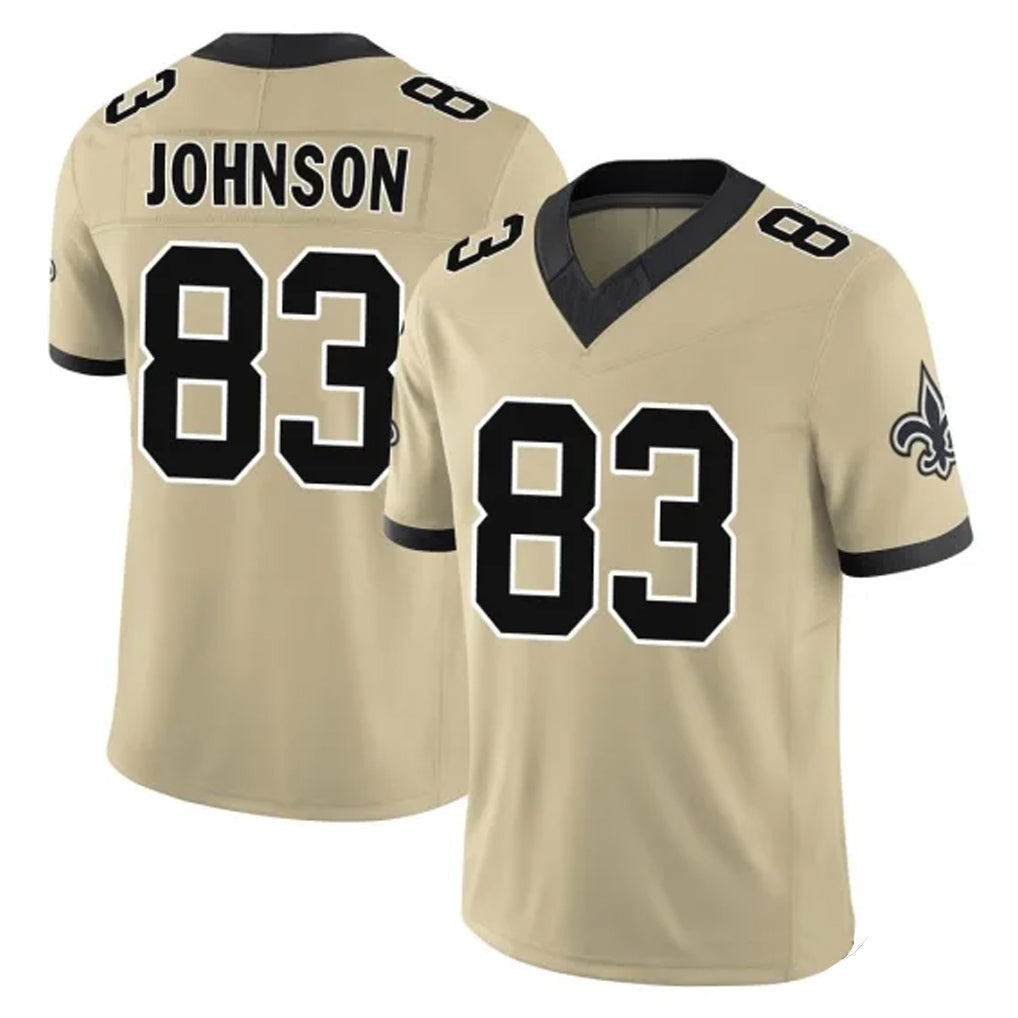 Johmsee NO.Saints #83 Juwan Johnson Player Gold Limited Vapor F.U.S.E. Home Game Stitched Jerseys