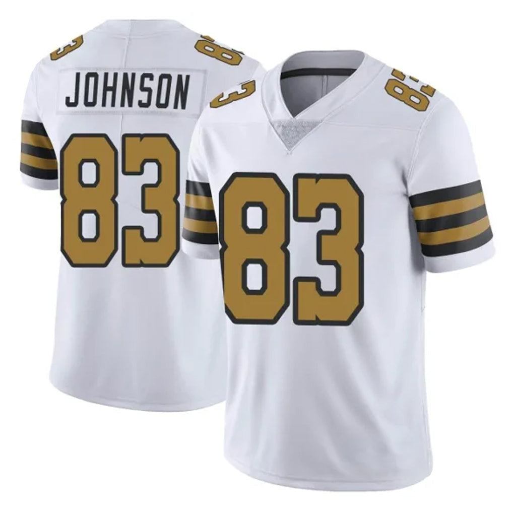 Johmsee NO.Saints #83 Juwan Johnson Player White Limited Color Rush Home Game Stitched Jerseys